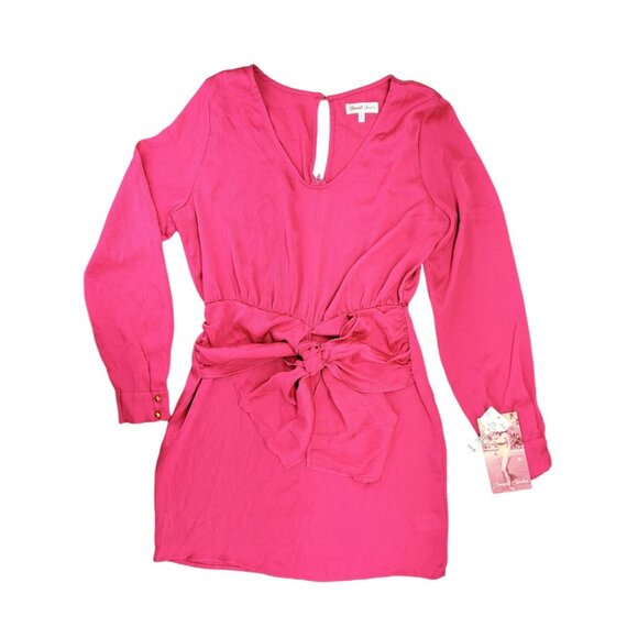 Emerald Sundae Dresses & Skirts - Emerald Sundae Pink Long Sleeve Mini Dress With Tie Waist Women Size Medium